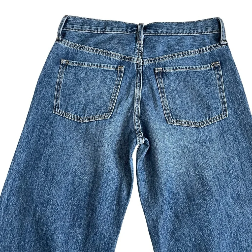 Old Navy  Baggy Barrel Leg Jeans Girls Size 12 Plus Medium Wash Raw Hem